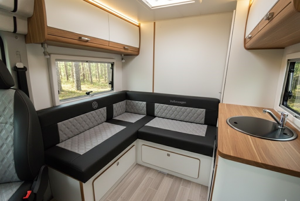 Black and grey custom VW cushions Blue Note Upholstery